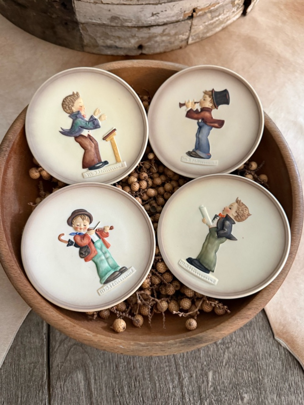 Vintage Set of Goebel Final Edition in A Series of 4 Little Music Makers Plates